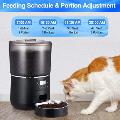 4L automatic WiFi pet feeder with app control, dual power supply, and perfect for cats and small dogs