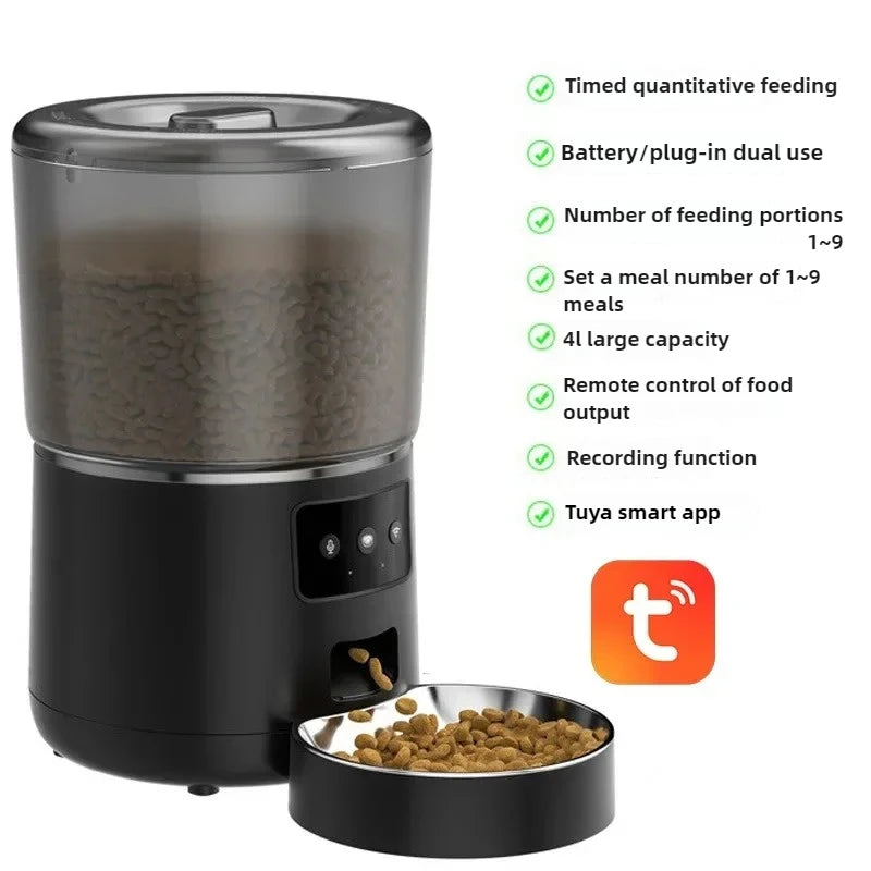4L automatic WiFi pet feeder with app control, dual power supply, and perfect for cats and small dogs