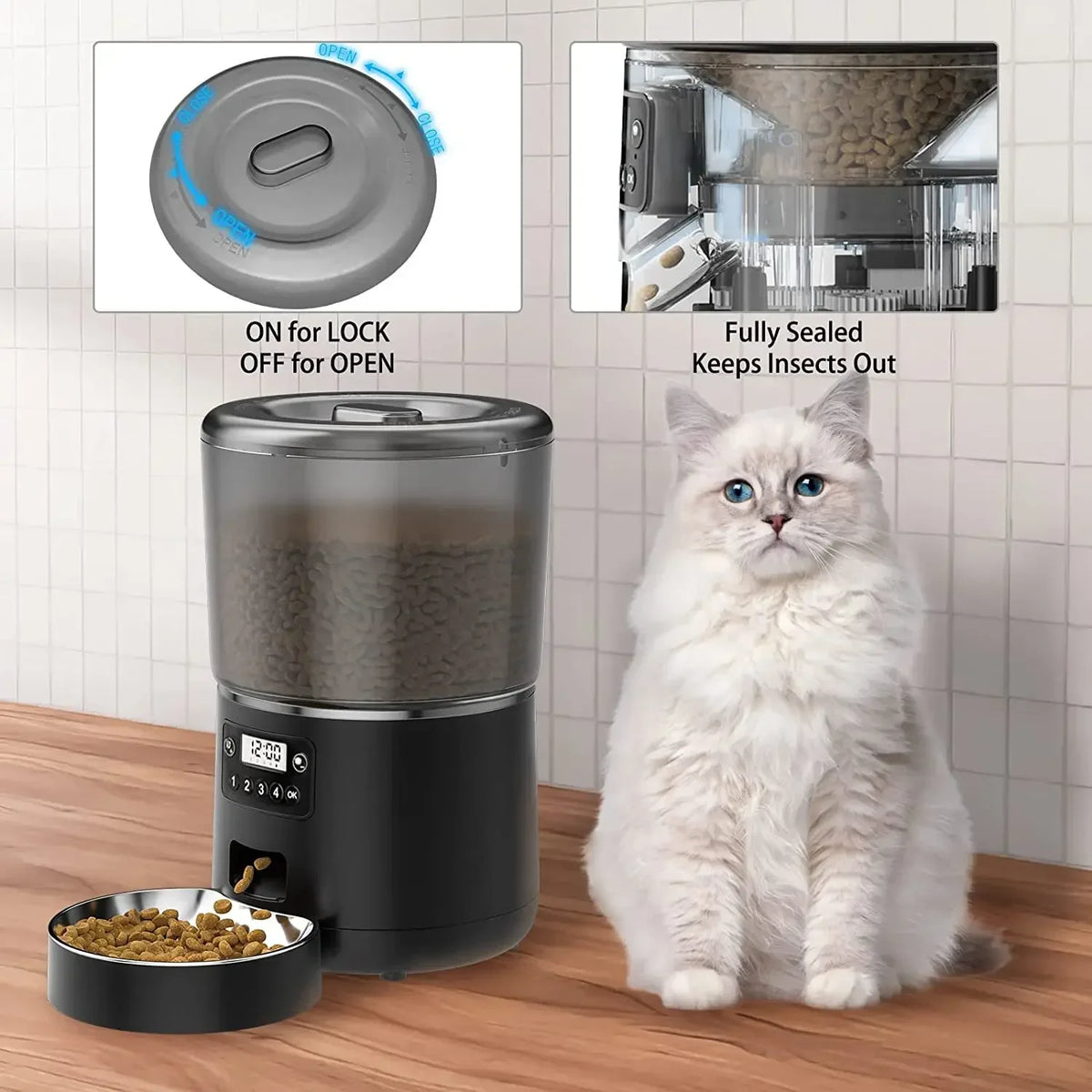 4L automatic WiFi pet feeder with app control, dual power supply, and perfect for cats and small dogs