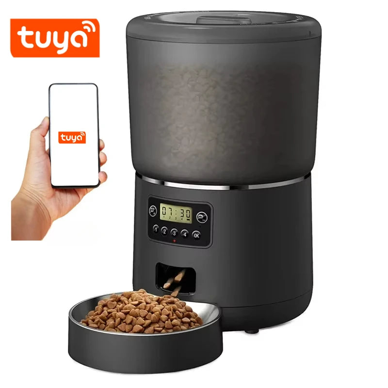 4L automatic WiFi pet feeder with app control, dual power supply, and perfect for cats and small dogs