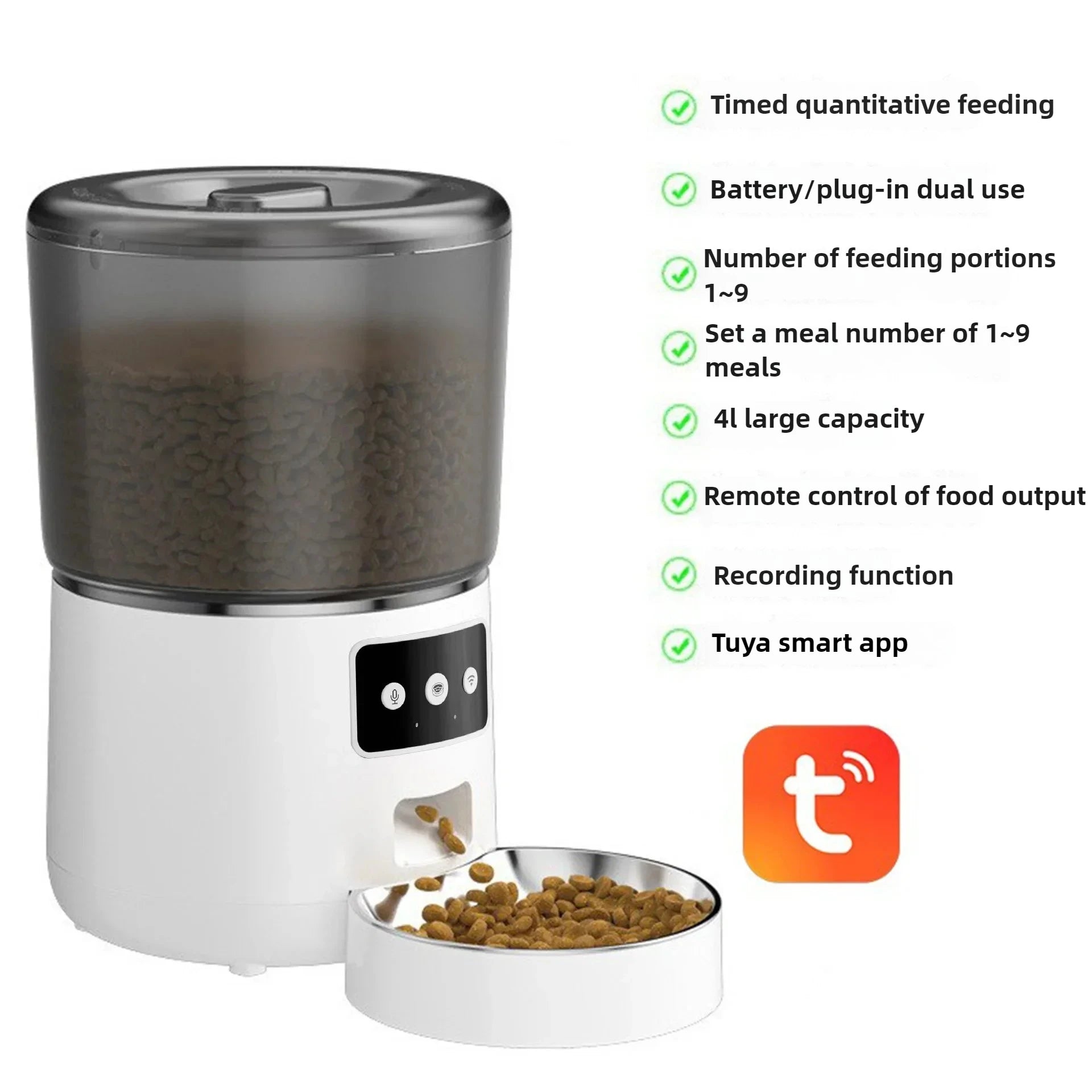 4L automatic WiFi pet feeder with app control, dual power supply, and perfect for cats and small dogs